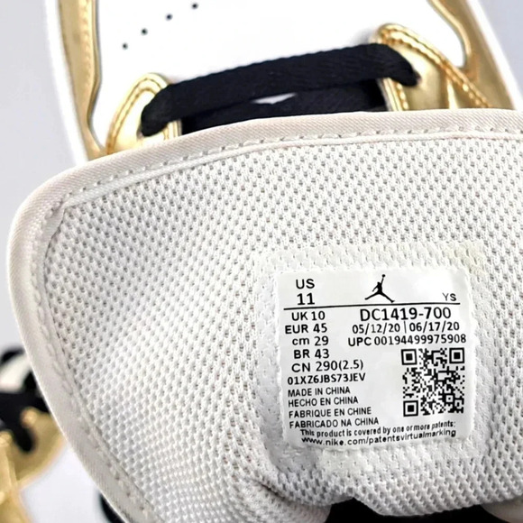 Jordan 1 Mid Men's Metallic Gold, White, Black sz 11 - Picture 9 of 9